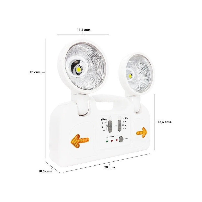 Lámpara De Emergencia Encendido Automatico Ajustable Blanco