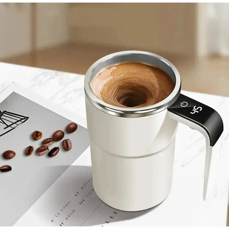Taza Auto Agitable Mezcladora Para Café Bebidas Magnética Frio Calor Térmica Blanco