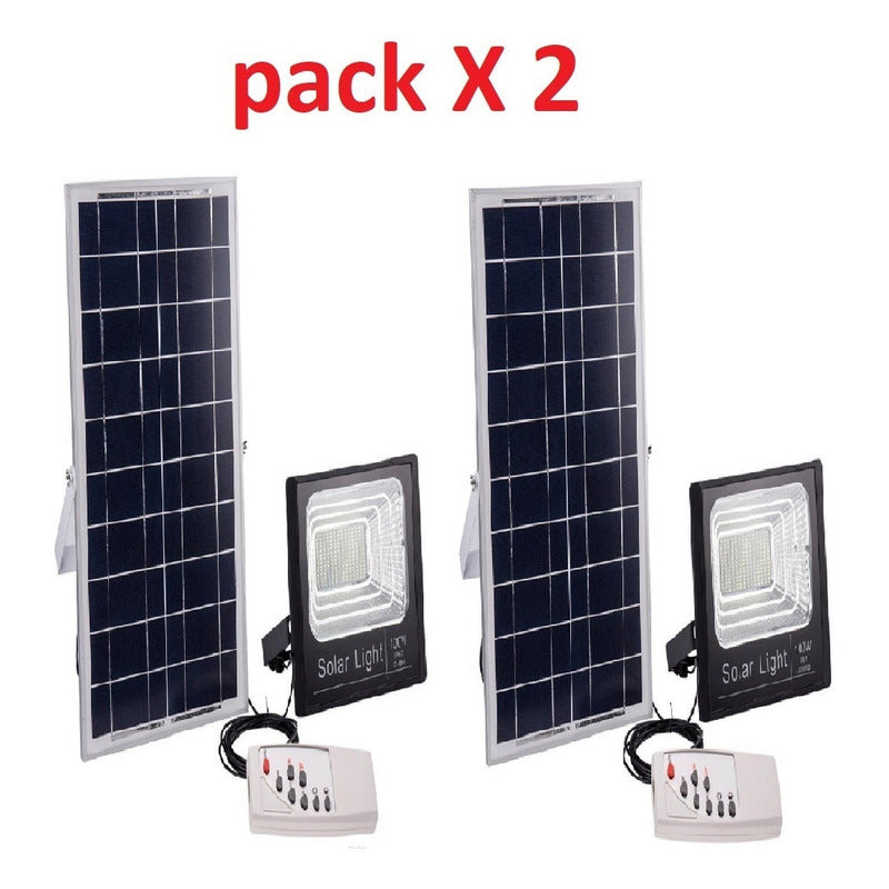 Focos Pack X2 100w + Panel Solar + Control Remoto Envio Grat Blanco Frío