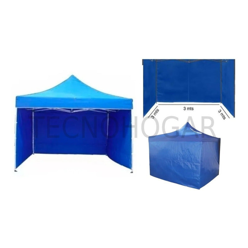 Pared Lateral Para Toldo 3x3 Azul 3 Paredes Funda Azul