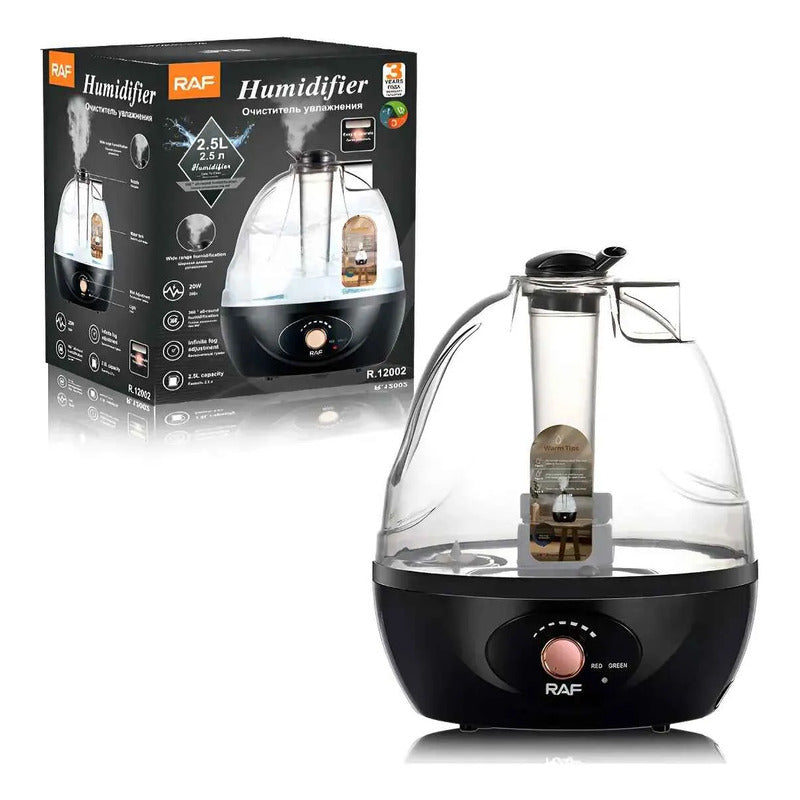 Humidificador Ultrasónico Silencioso 2,5l 20w Raf + Escencia Agua