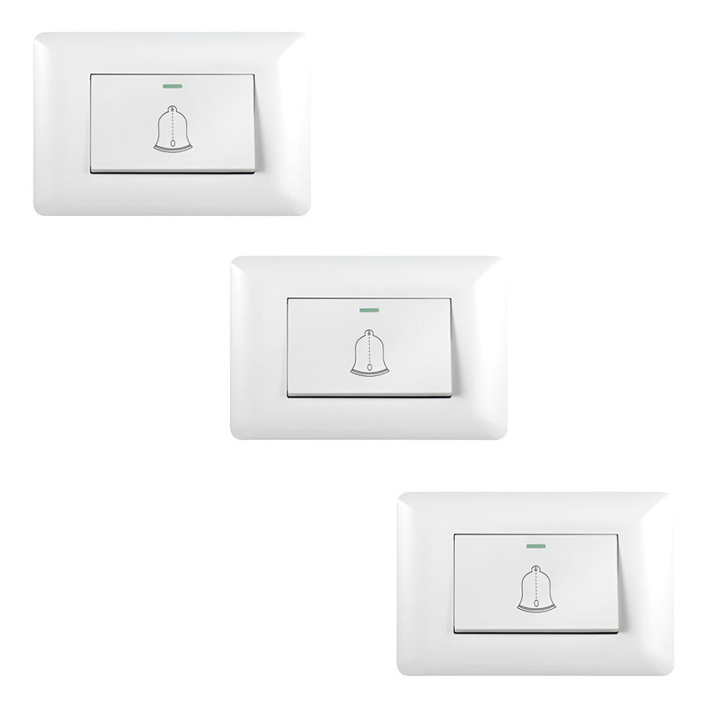 Pack X3  Pulsador Simple Timbre Interruptor 10a 250v  Blanco