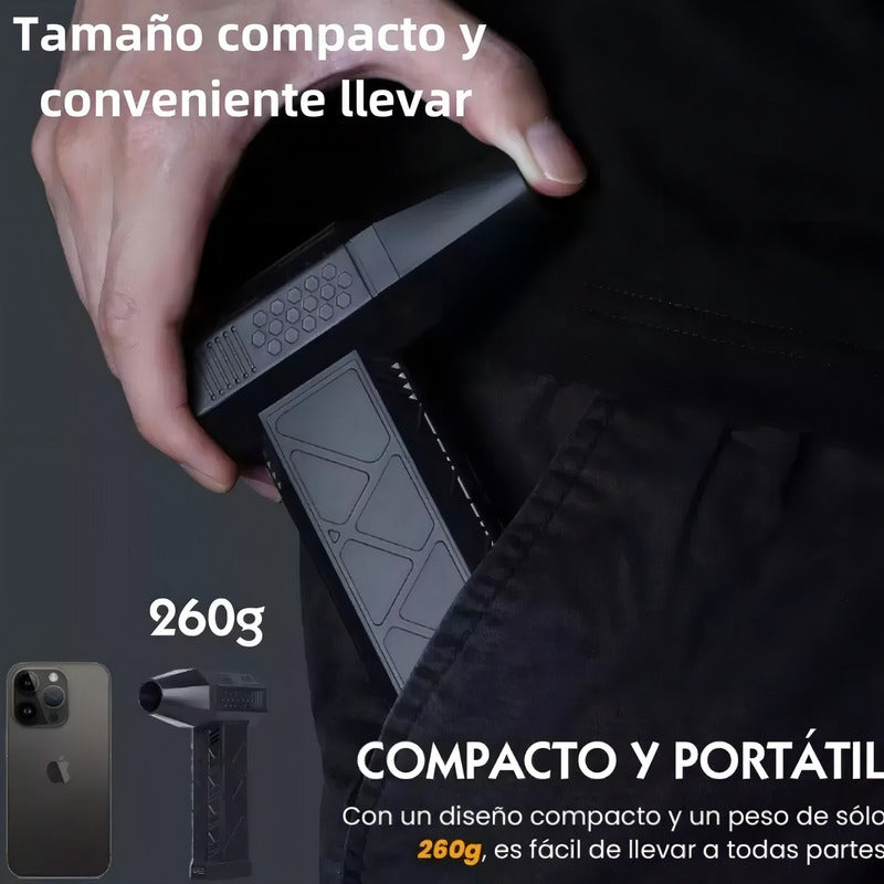 Soplador Portátil 200w 130000rpm 5000mah 3 Velocidades Usb Negro