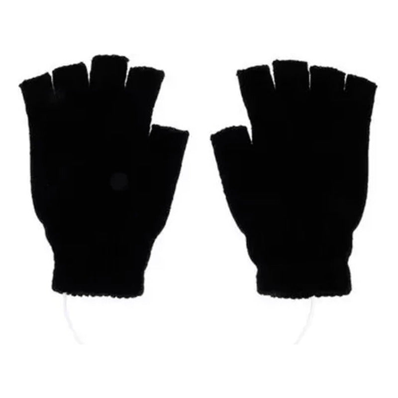 Guantes De Lana Sin Dedos Medio Dedo Caliente De Invierno Negro