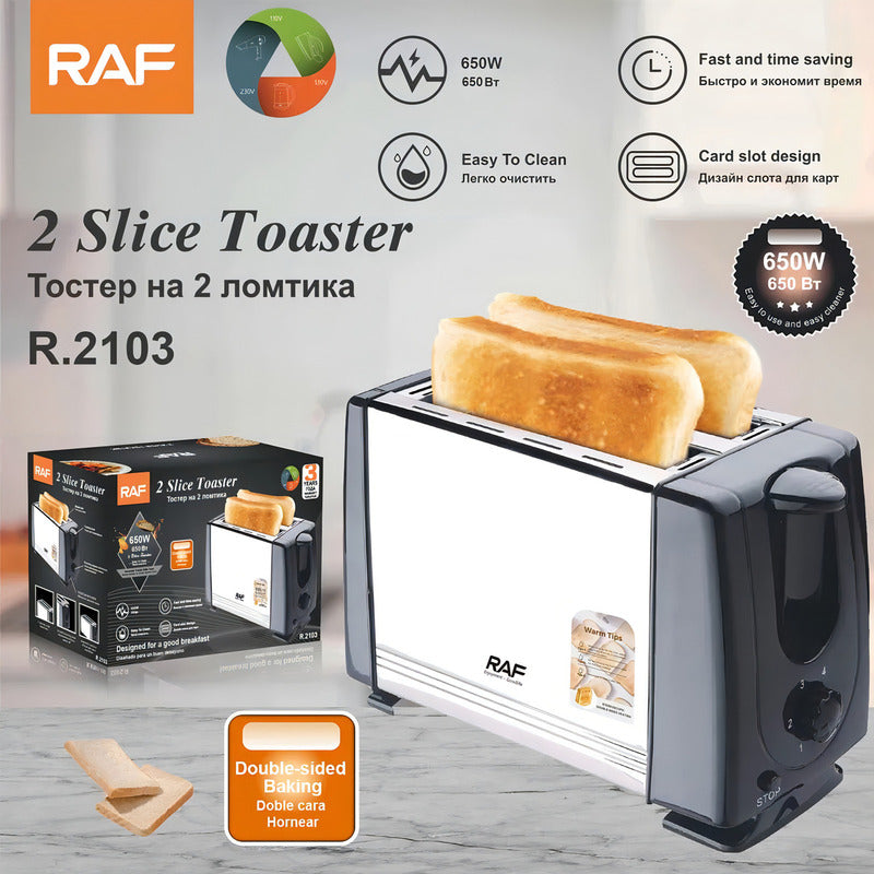 Tostadora De Pan Raf 2 Panes Rebanadas Rodajas Eléctrica Negro