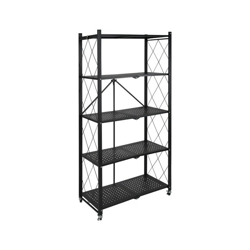 Estante Plegable Multiuso Metal 5 Niveles Con Ruedas Negro