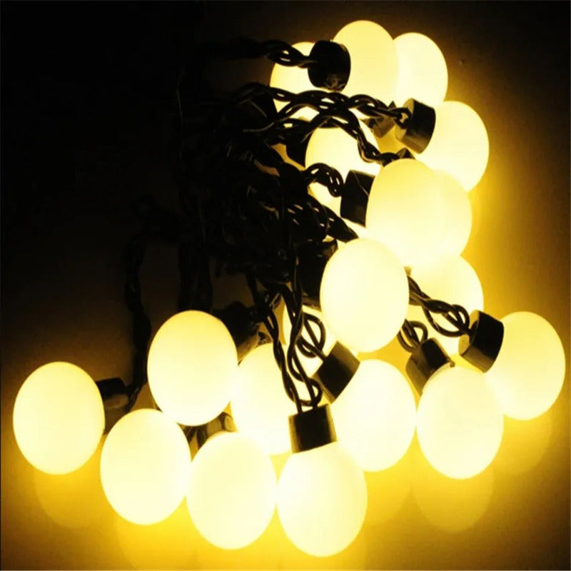 Luces Led Bolitas Guirnalda Calida Solar Navidad Cálida