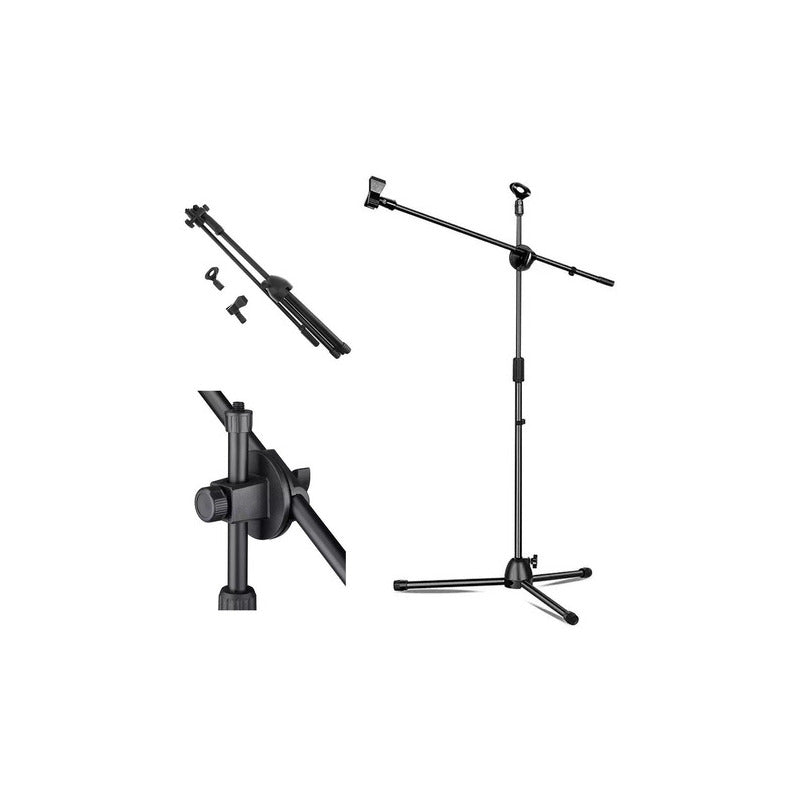 Soporte Pedestal De Micrófono Con Boom Metálico / Atril Negro
