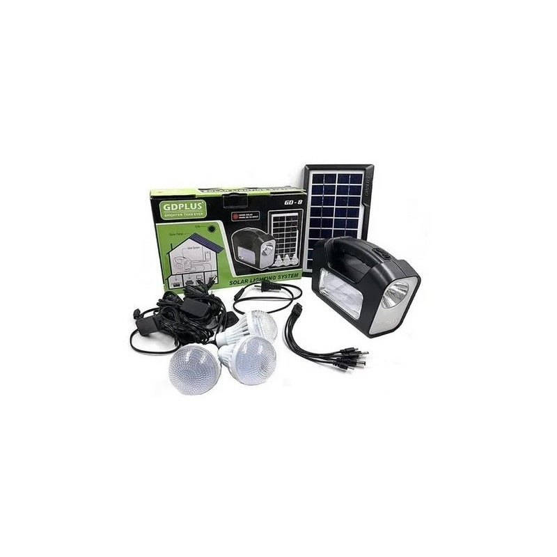 Kit De Camping Solar, Luz Emergencia Cargadorusb 3ampolletas Blanco Frío