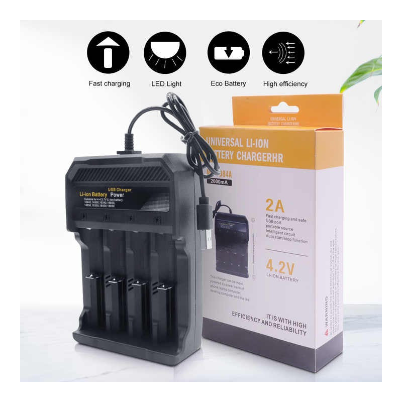 Cargador Para 4 Baterías Li-ion Inteligente, 1.2a Max