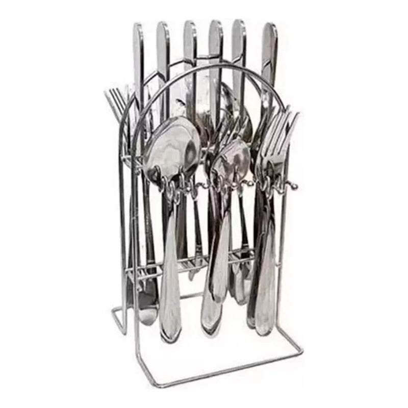 Set De Cubiertos Cucharas Cuchillos 24 Piezas Para El Hogar  Plateado