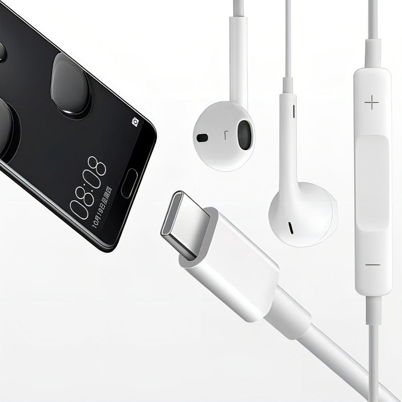 Audifonos Manos Libres Tipo C Para Celular Color Blanco Genérica
