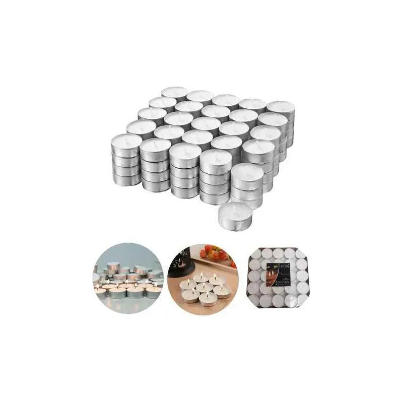 Pack Velas Tealight Blancas Decorativas Hogar Oficina 50/150 Blanco Lisa Sin Aroma 50
