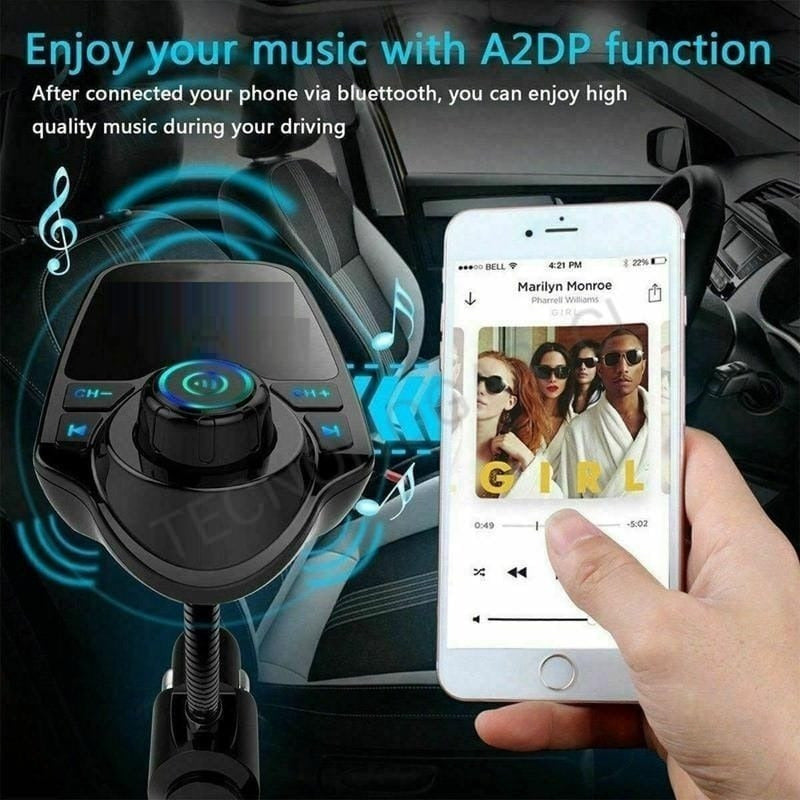 Transmisor Fm Audio Bluetooth Y Usb Cargador Para Autos 12v