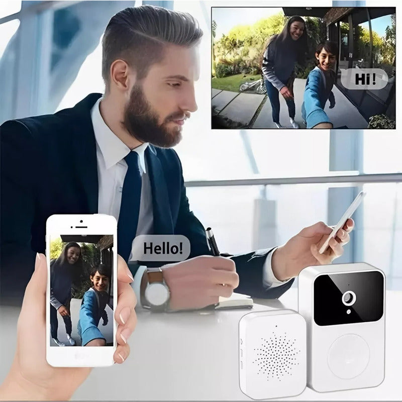 Timbre Cámara Wifi Seguridad Video Portero Inalámbrico Blanco