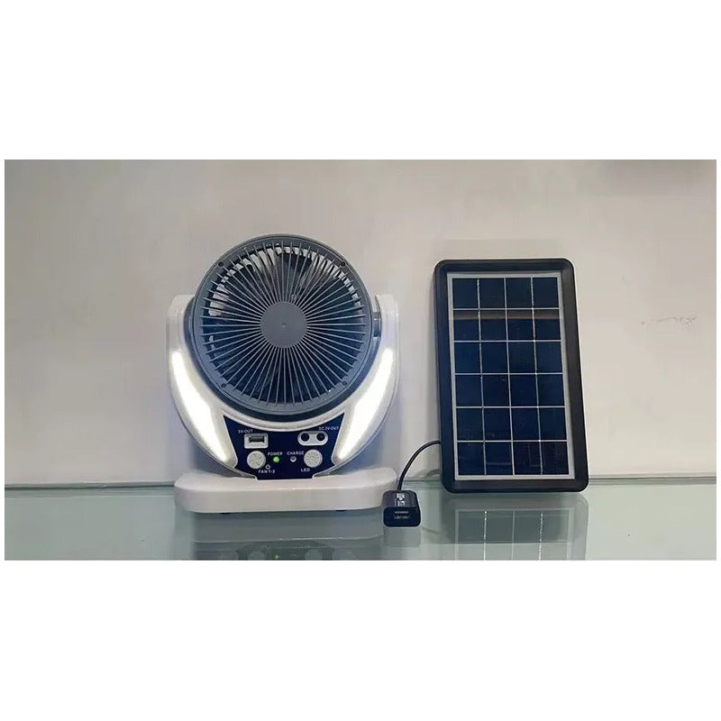 Ventilador Portátil Recargable Panel Solar Incluye Ampolleta 17 Cm 50 Blanco Gris Plástico 7
