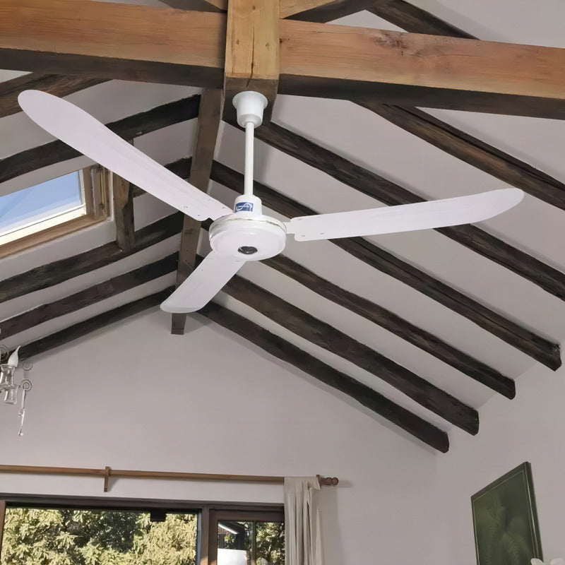 Pack X3 Ventiladores De Techo Metal 3 Aspas 142 Cm Color De La Estructura Blanco Color De Las Aspas Blanco Frecuencia 50 Material De Las Aspas Metalico 1.42 M Aluminio