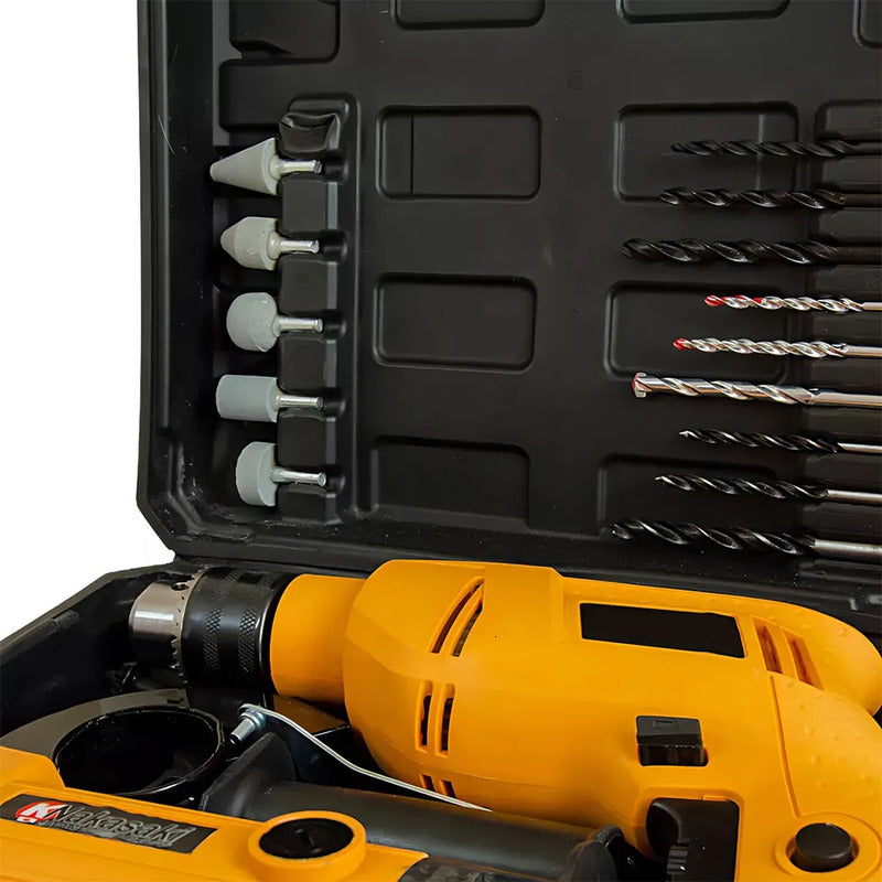 Pack Esmeril Eléctrico Con Taladro De Impacto Con Accesorios Amarillo 50 / 60 Hz