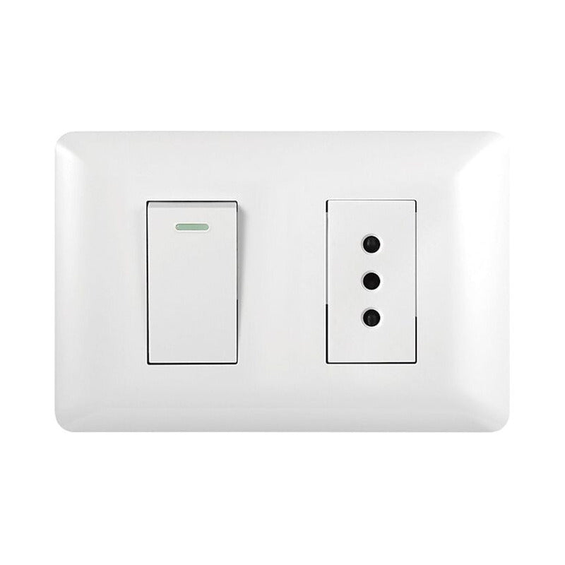 Pack X12 Interructor Tomacorriente 10a 250v Hogar Oficina Blanco