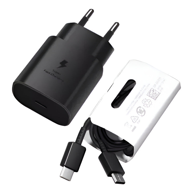 Cargador Carga Rápida Con Cable Tipo C Compatible Sam Negro