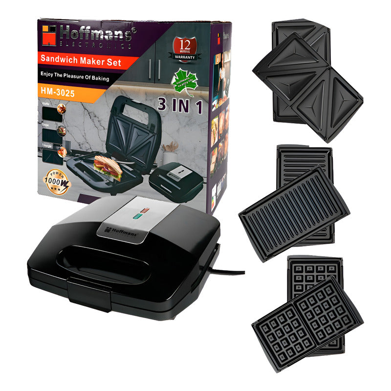 Wafflera 3 En 1 Genérica Tostador Grill De Carne Teflon Gris Oscuro