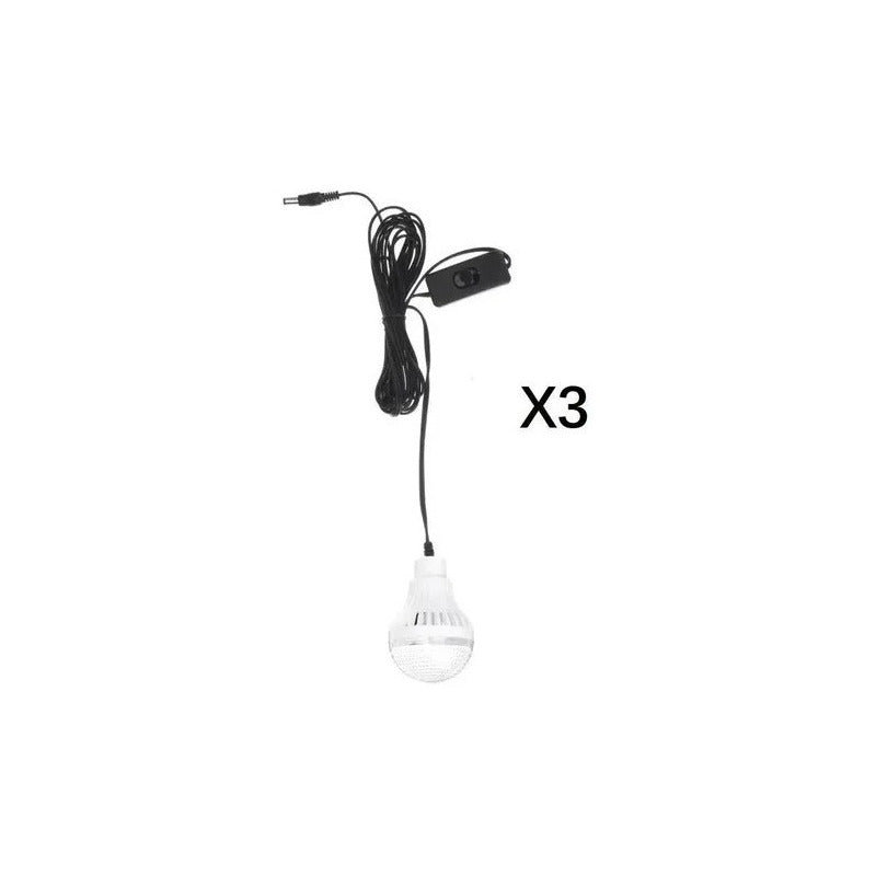 Kit De Camping Solar, Luz Emergencia Cargadorusb 3ampolletas Blanco Frío