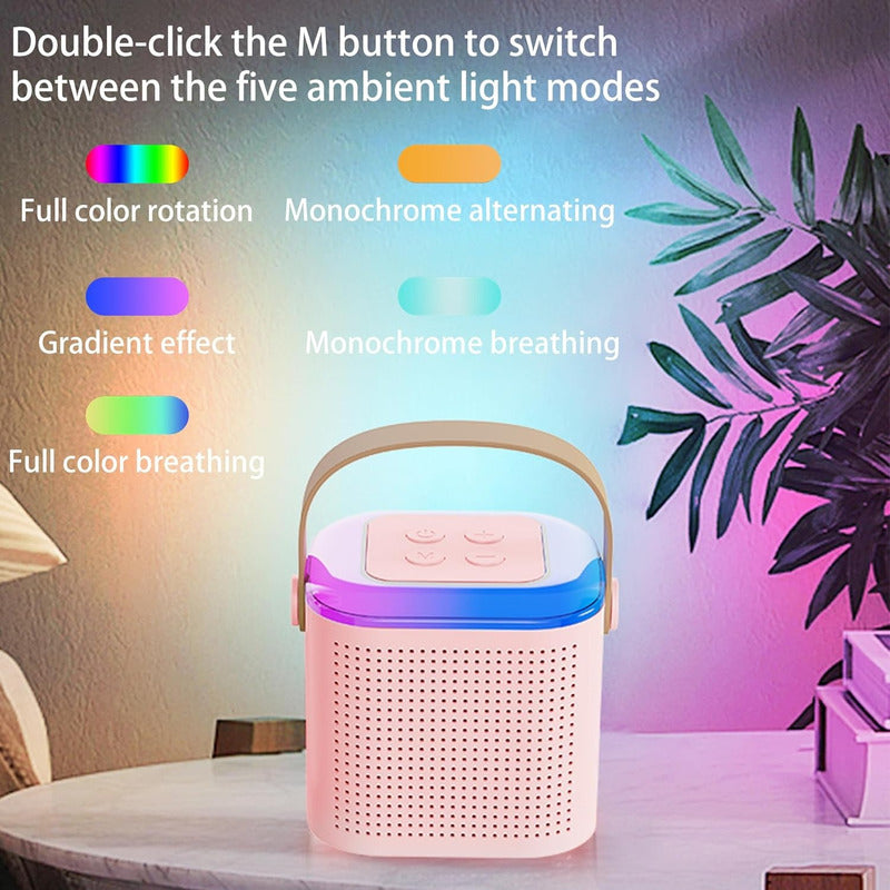 Parlante Con Micrófono Karaoke Bluetooth Portátil Radio Negro
