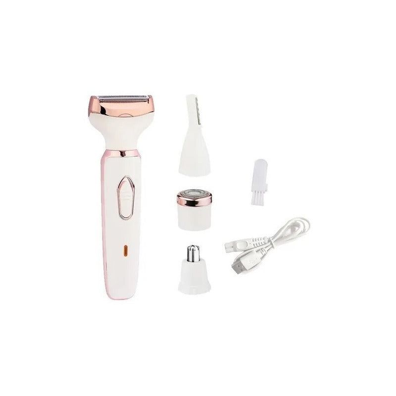 Maquina Depiladora Para Mujer 4 En 1 Recargable Nariz Cejas Blanco
