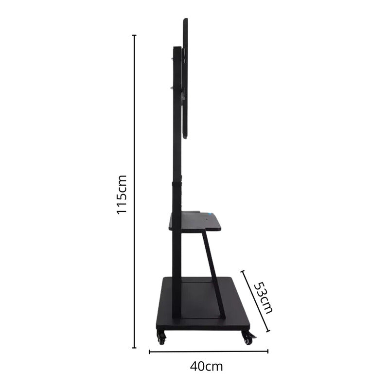 Soporte Tv Rack Movil Con Ruedas 32 A 55 Base Pedestal Stand Color Negro
