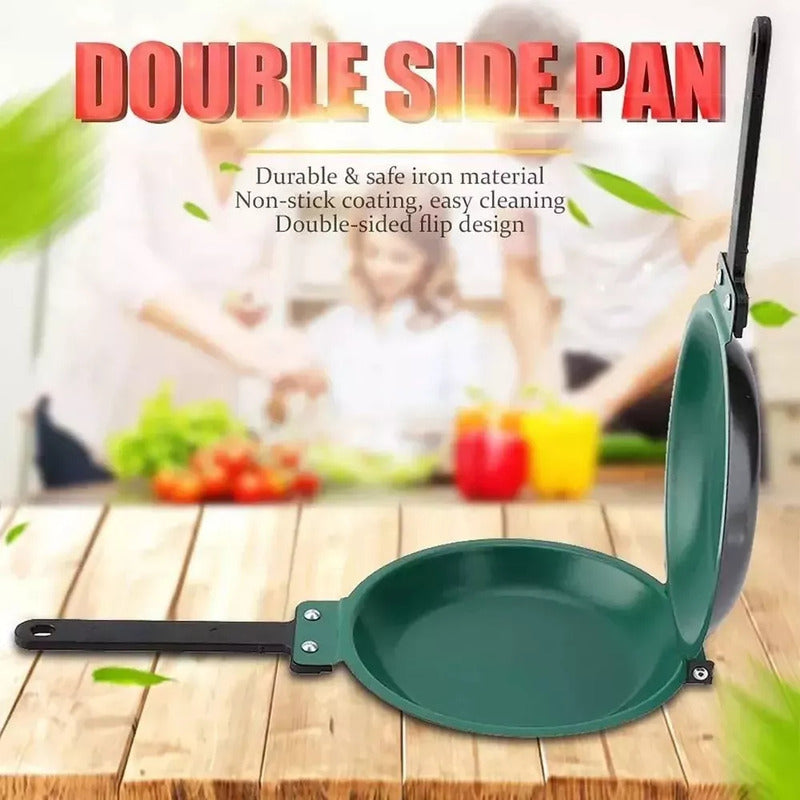 Sartén Doble Cara Antiadherente Tortillero Doble Panqueques Negro