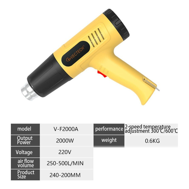 Pistola De Calor Aire Caliente 2000w 650c Amarillo