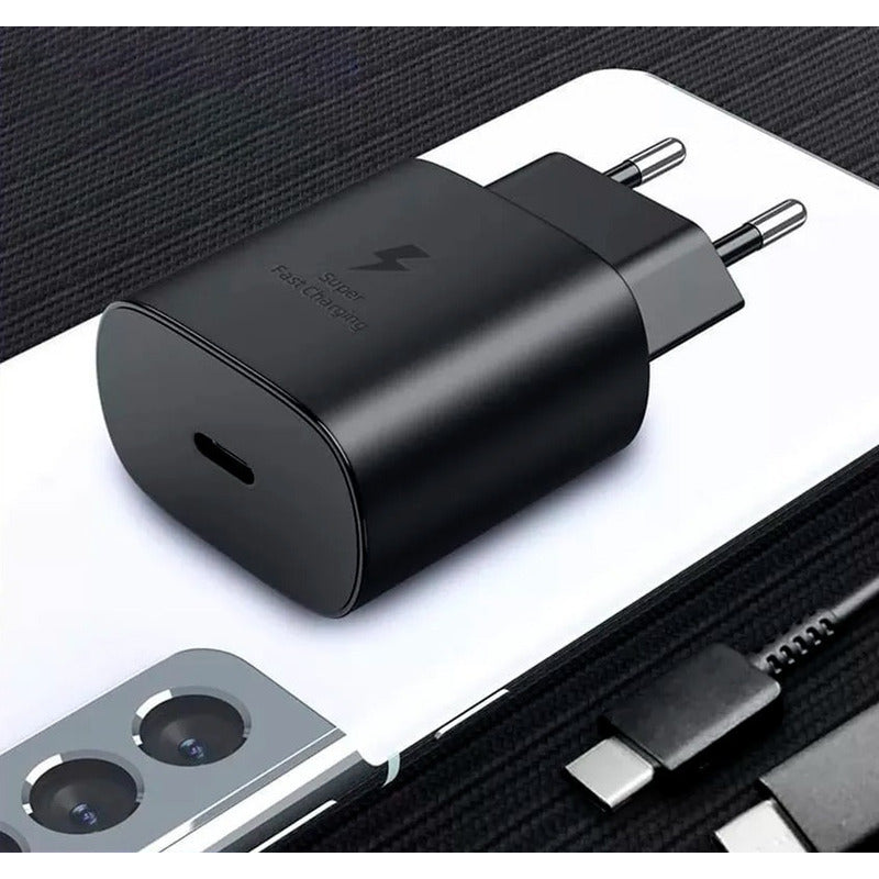 Cargador Carga Rápida Con Cable Tipo C Compatible Sam Negro