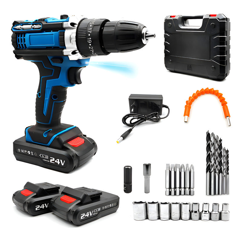 Kit Taladro Destornillador Inalámbrico 24v + 2 Baterías Con Color Azul Frecuencia 50hz 50 Hz