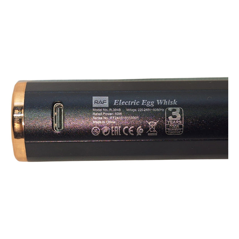 Batidora Electrica Espumador Recargable Raf 10w 2 En 1 Negro