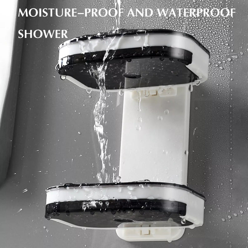 Jabonera De Plástico Doble Para Pared Baño Resistente  Blanco