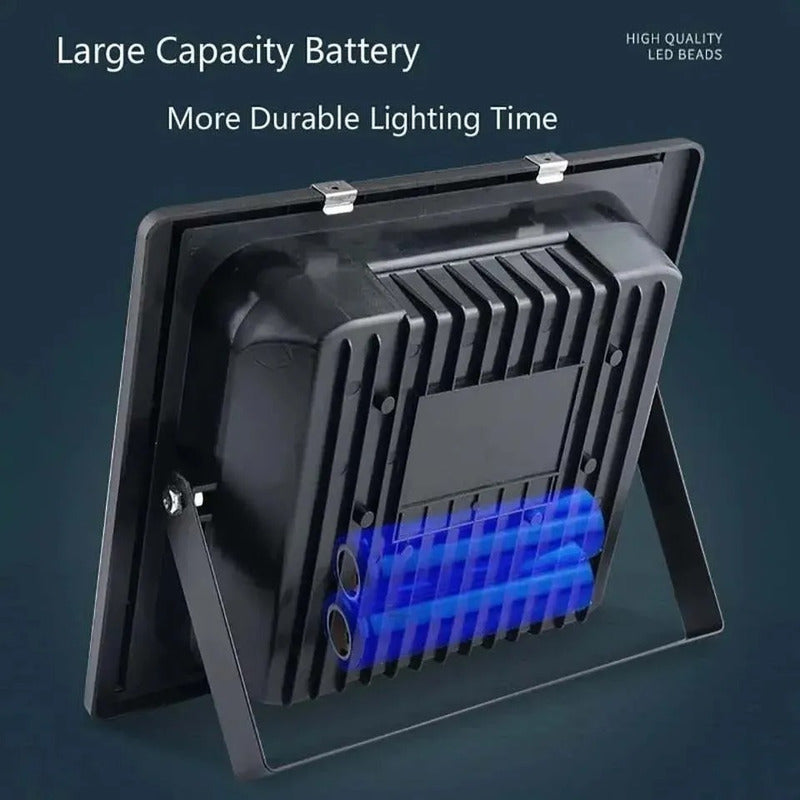 Lampara Foco Solar 120 Led 100w + Panel Solar Control Remoto Negro Fría