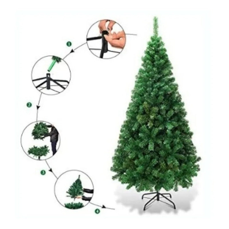 Árbol Navidad Con Base + 6 Luces Led Multicolor, Fria,calida