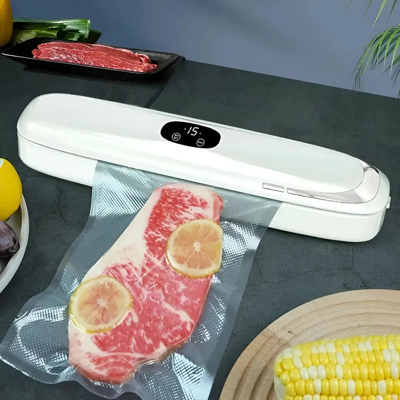 Sellador De Alimentos Al Vacio Selladora + 300 Bolsas Blanco