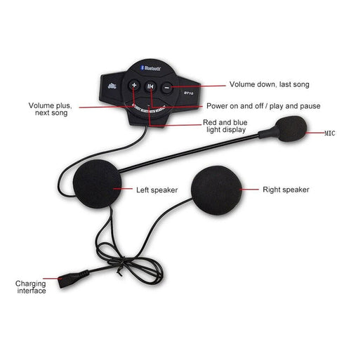 Audífonos Bluetooth Manos Libres Para Casco De Moto Negro