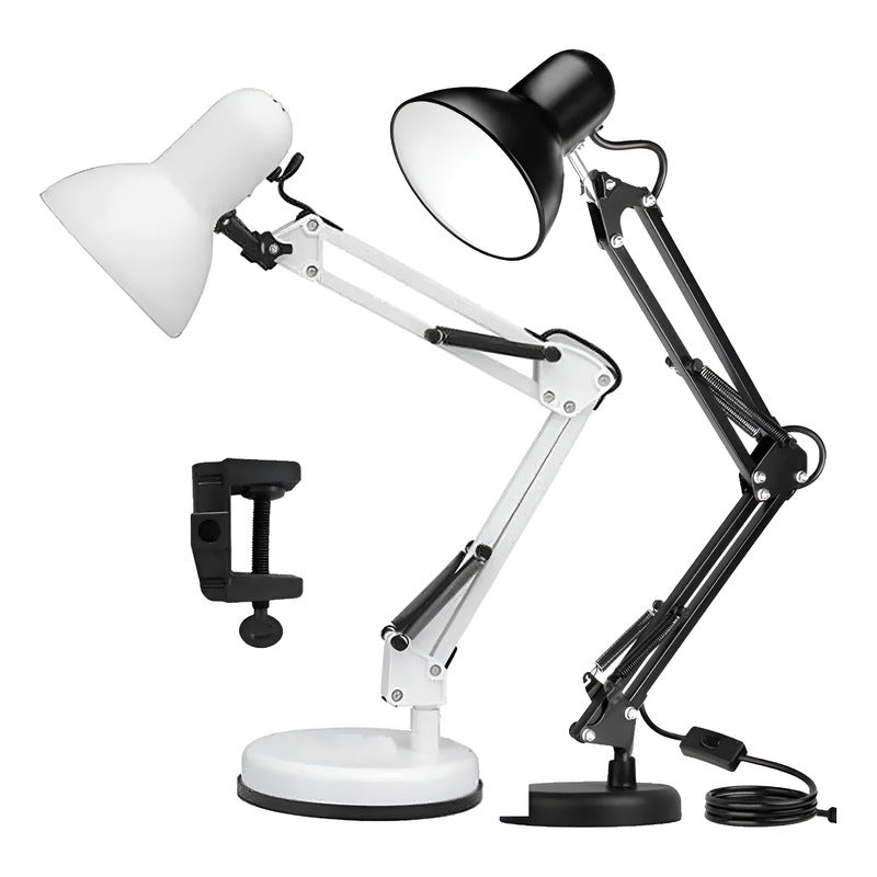 Lámpara Mesa Flexible Ajustable Blanco O Negro Articulada