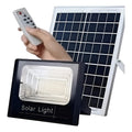 Foco Solar Led Blaco 100w Con Control Remoto Exteriores Negro Blanco Frío