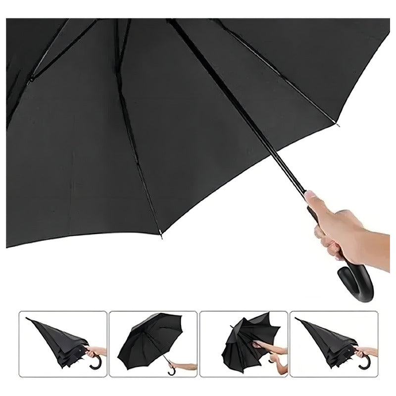 Paraguas Marin Negro 16 Varillas Clásico Curvo Protección Uv 1m Unicolor