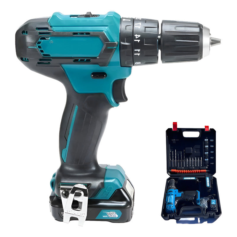 Taladro Inalámbrico Atornillador Portátil Recargable Cargado Azul 50 Hz