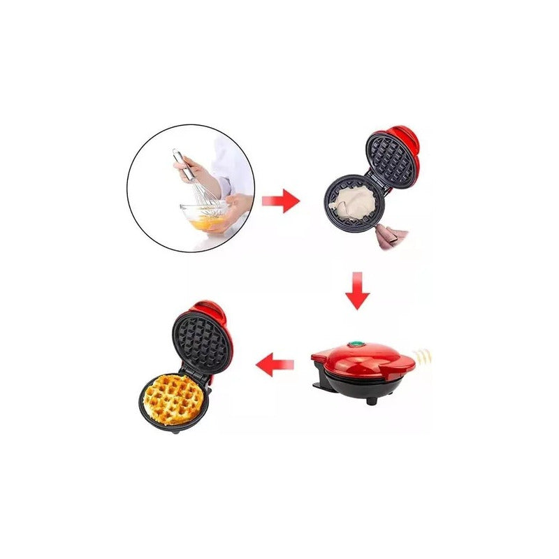 Mini Waflera Eléctrica Redonda Repostería Wafles Negro