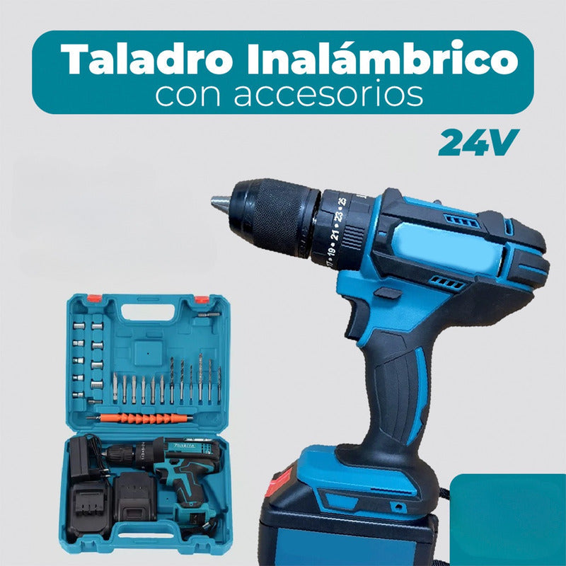 Taladro Inalámbrico Atornillador Portátil Recargable Cargado Azul 50 Hz