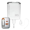 Cargador Carga Rapida Con Cable Retractil  + 2 Puertos Blanco