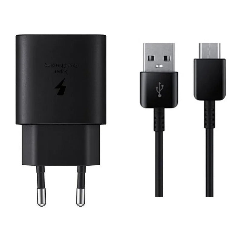 Cargador Carga Rápida Con Cable Tipo C Compatible Sam Negro