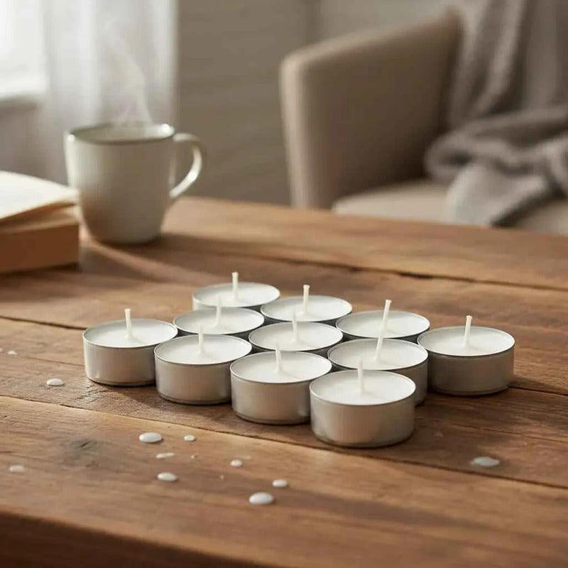 Pack Velas Tealight Blancas Decorativas Hogar Oficina 50/150 Blanco Lisa Sin Aroma 50