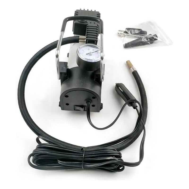 Compresor Aire Portátil Vehicular Neumáticos 220psi Con Manómetro Gris 50/60hz Monofásica