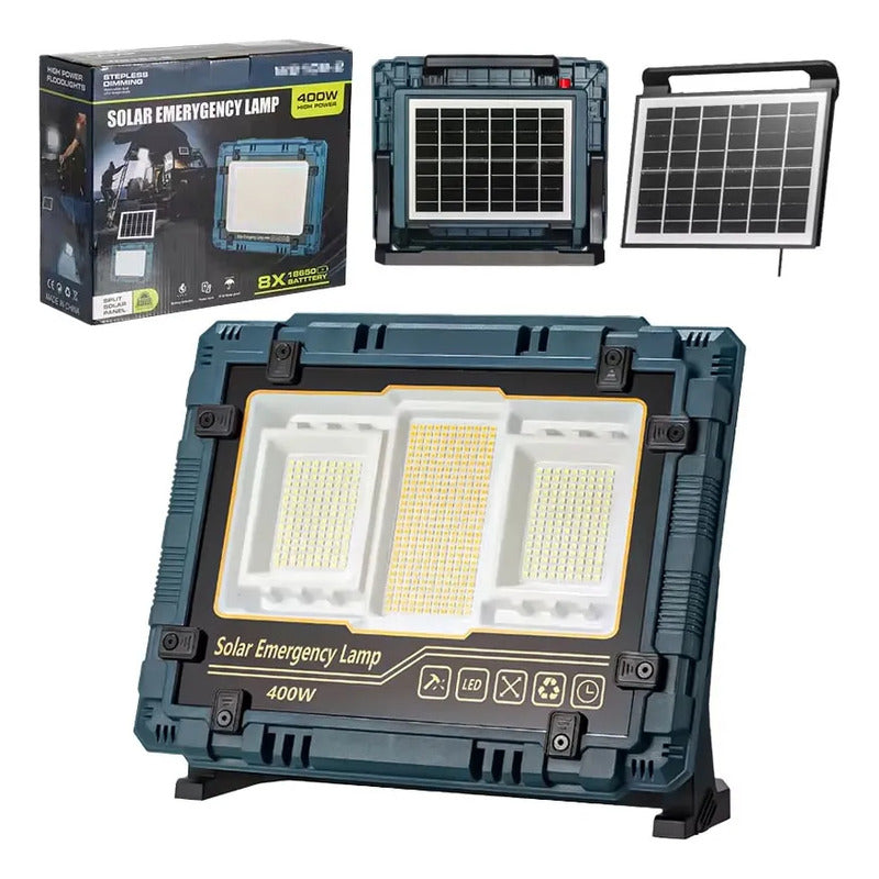 Foco Led Reflector Recargable 200w / 400w Con Panel Solar 400w Blanco Frío